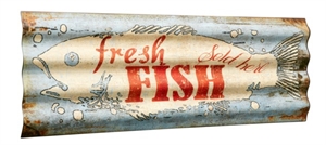 Metal skilt 112x40cm Fresh Fish Sod Here - Se flere Metal skilte